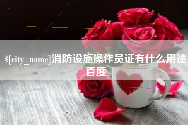 莱州消防设施操作员证有什么用途百度